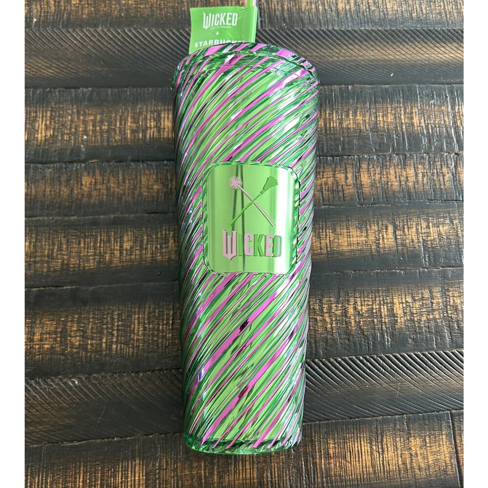 NEW! Starbucks Wicked Pink & Green Swirl 24 oz Tumbler with Straw - Picture 5 of 11